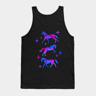 Nebula Watercolor Horses (Black Background) Tank Top